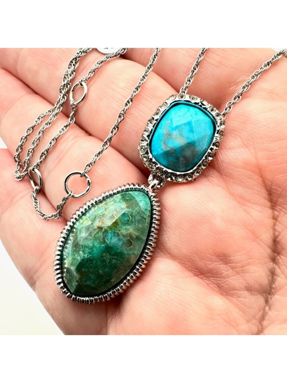 Alexis Bittar Turquoise Crystal Silver Tone Necklace